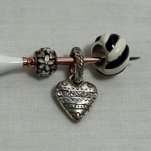 Brighton Charm Spacers Lot of 3 Silver Plated Enamel Crystals